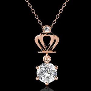 Certified 1ct. t.w. Diamond Moissanite Crown Necklace NEW
